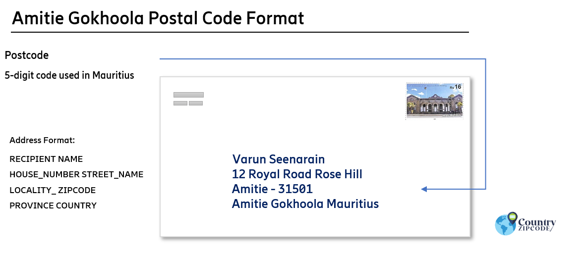 Amitie Gokhoola Mauritius Postal code format