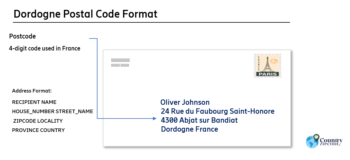 Dordogne France Postal code format