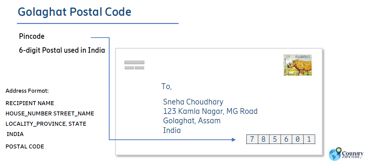 Golaghat India Postal code format