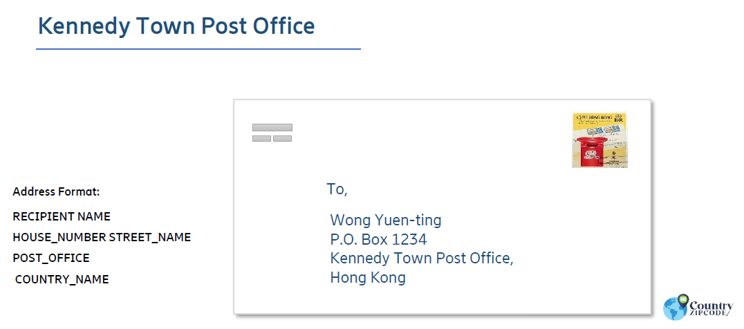 Kennedy Town Post Office (Ktn) Hong Kong Postal code format