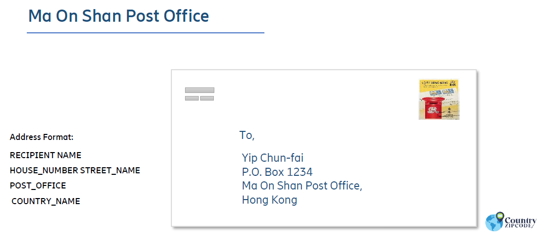 Ma On Shan Post Office (Mos) Hong Kong Postal code format