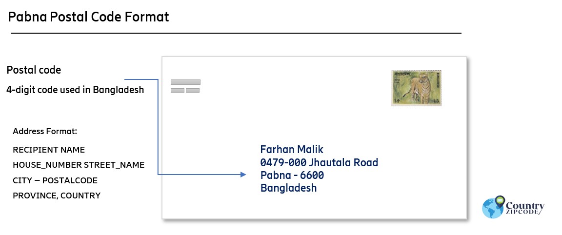 Pabna Bangladesh Postal code format