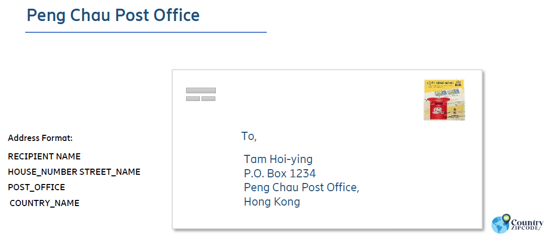 Peng Chau Post Office (Pch) Hong Kong Postal code format