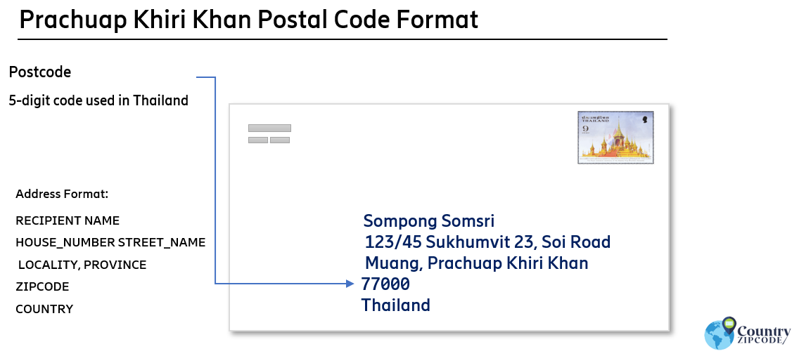 Prachuap Khiri Khan Thailand Postal code format