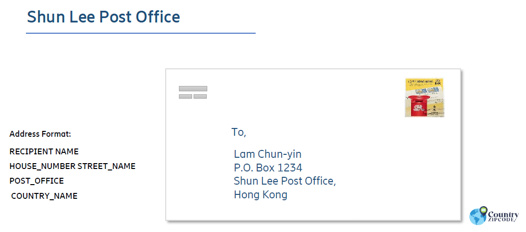 Shun Lee Post Office (Shu) Hong Kong Postal code format