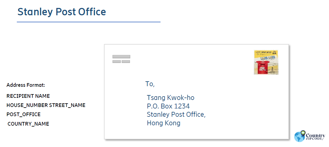 Stanley Post Office (Sty) Hong Kong Postal code format