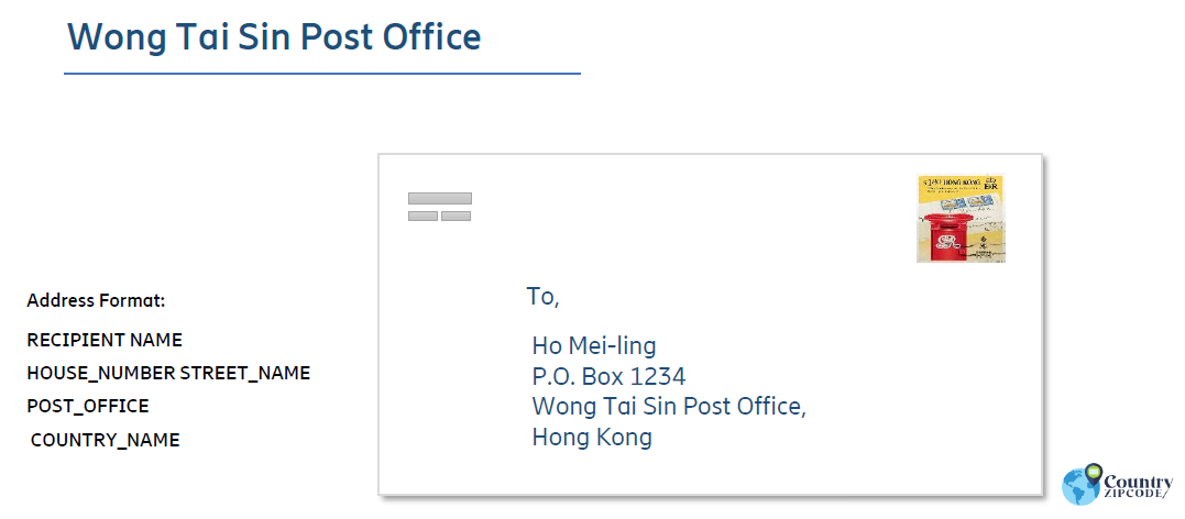 Wong Tai Sin Post Office (Wts) Hong Kong Postal code format